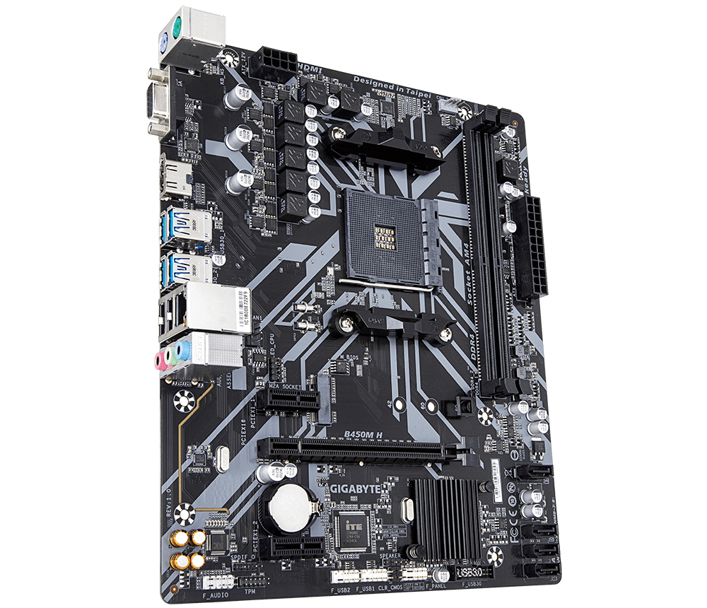 Bekijk afbeelding 3 van Gigabyte AM4 B450M H - DDR4/M.2/HDMI/VGA/µATX